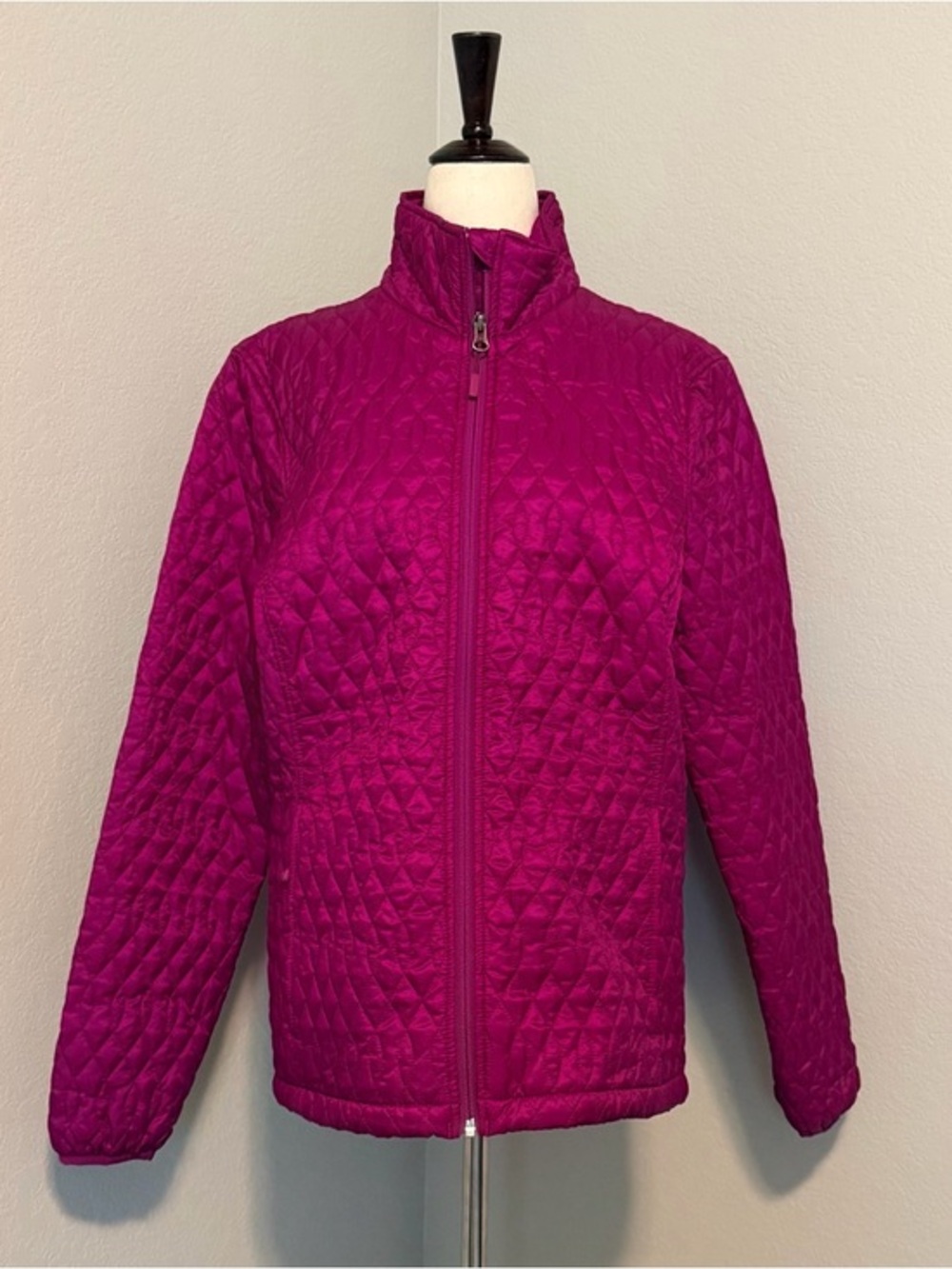 Lands' End PrimaLoft Women’s Quilted Packable Jacket - Magenta Size Medium 10-12